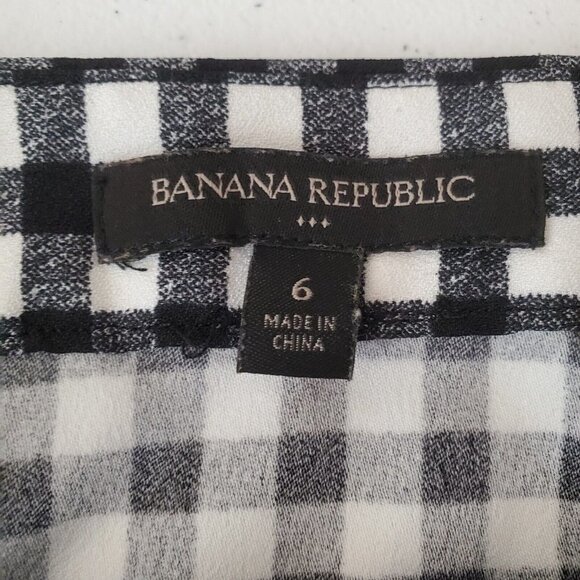 Banana‎ Republic Skirt Womens 6 Black Gingham Check Ruffle Flounce - Picture 3 of 11